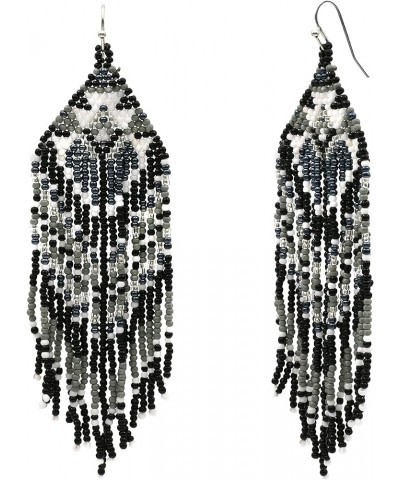 Colorful Seed Bead Fringe Earrings Achromatic $11.79 Earrings