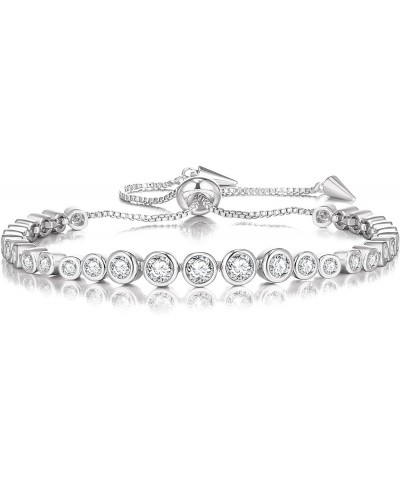 14K Gold Plated Cubic Zirconia Classic Tennis Bracelet Adjustable（Flowers, Heart, Butterfly, Cross, Water drop） Tennis- Silve...