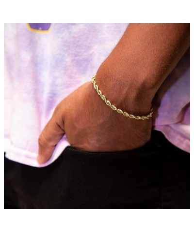 Shop Rope Bracelet - 2MM/4MM/6MM Sizes - 6/7/8/9 Inch Lengths - Gold/White Gold - Unisex 9.0 Inches 4MM Gold $27.30 Bracelets