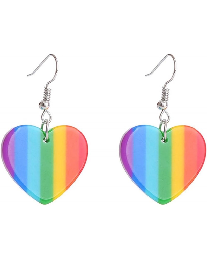 Rainbow Heart Star Shape LGBT Earrings Colorful Gay Lesbian Pride Resin Earrings for Women Girls Jewelry B $5.01 Earrings