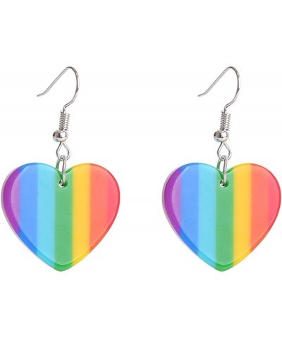 Rainbow Heart Star Shape LGBT Earrings Colorful Gay Lesbian Pride Resin Earrings for Women Girls Jewelry B $5.01 Earrings