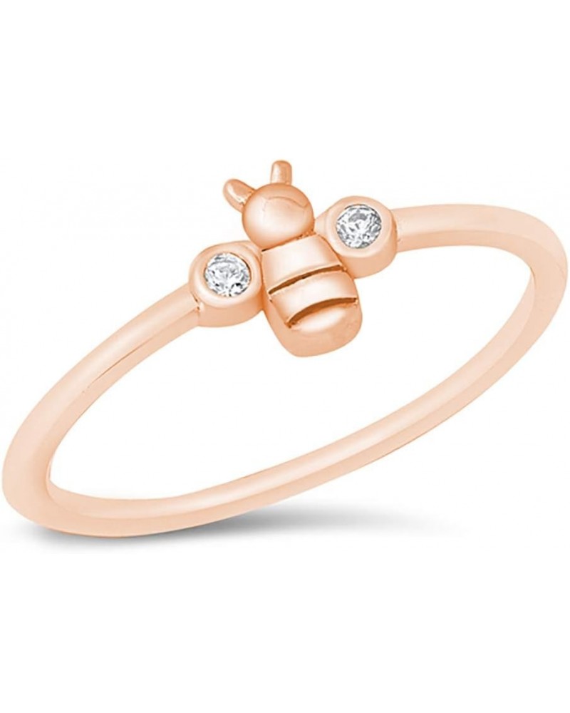 CLOSEOUT WAREHOUSE Clear Cubic Zirconia Bumblebee Ring Sterling Silver Rose Gold-Tone $11.99 Rings