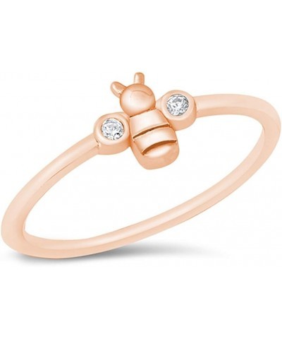 CLOSEOUT WAREHOUSE Clear Cubic Zirconia Bumblebee Ring Sterling Silver Rose Gold-Tone $11.99 Rings