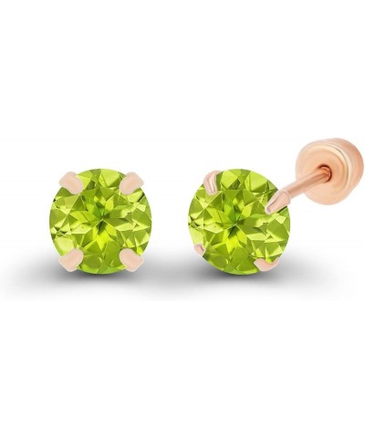 Solid 14k Gold Hypoallergenic 3mm Round Birthstone Solitaire Screw Back Stud Earrings Peridot Rose Gold $15.60 Earrings