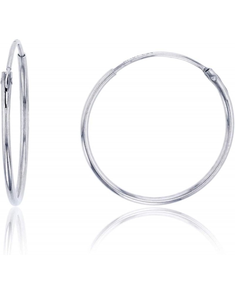 Sterling Silver Polished Endless Hoop Earrings for Women | Round Hoop Earrings | Secure Bar Closure | Shiny Classic Earrings,...