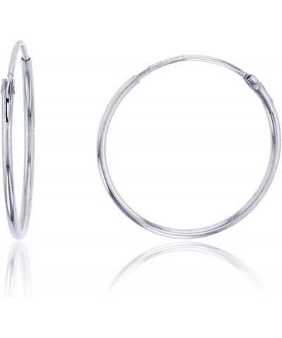 Sterling Silver Polished Endless Hoop Earrings for Women | Round Hoop Earrings | Secure Bar Closure | Shiny Classic Earrings,...