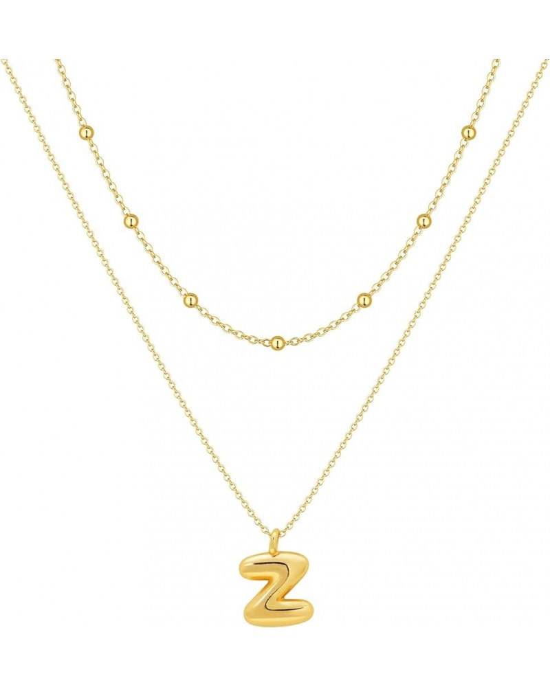 Gold Initial Necklaces for Women Girls, Layered Chunky Big Bubble/Balloon Letter/Initial Necklace A-Z Pendant Alphabet Choker...