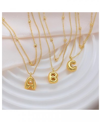 Gold Initial Necklaces for Women Girls, Layered Chunky Big Bubble/Balloon Letter/Initial Necklace A-Z Pendant Alphabet Choker...