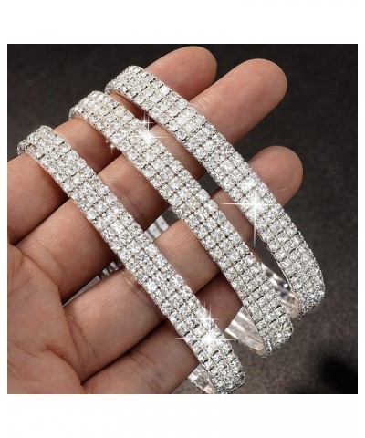 Crystal Ankle Bracelet for Women Diamond Tennis Stretch Anklets Elastic Foot Chain 3Pcs Silver Set3 $10.44 Anklets