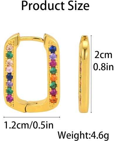 14K Gold Plated Hoop Earrings for Women Multicolor Block Round Huggies Earrings U-Shaped CZ Boho Beach Cartilage Earrings Wed...