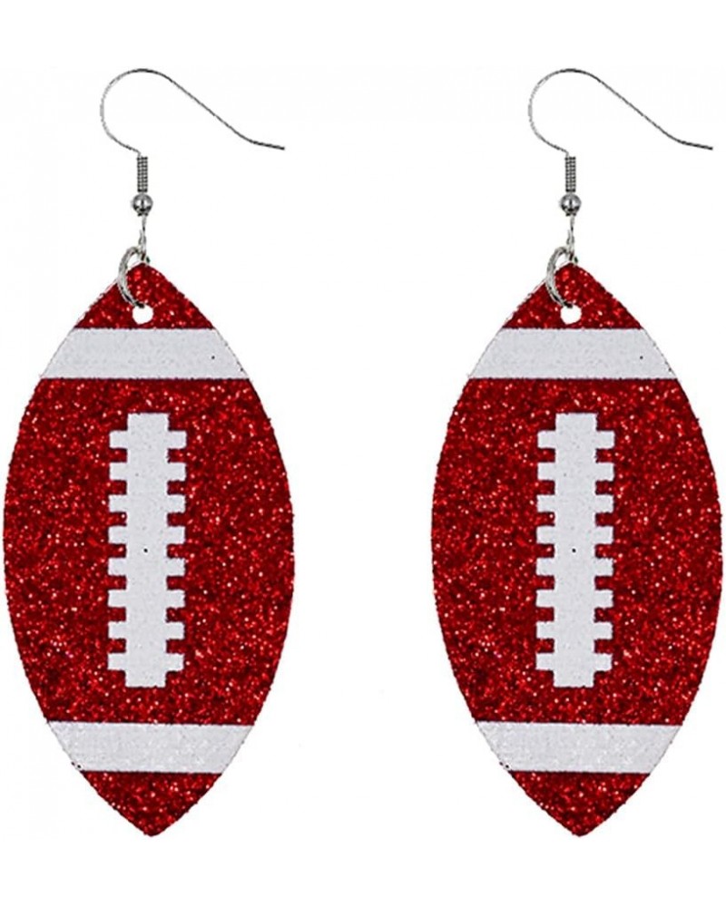 CHUNYANAN Unique Fashion Sequined Leather Football Dangle Drop Earrings for Women Girls Sparkly Charm Tassel Football Earring...