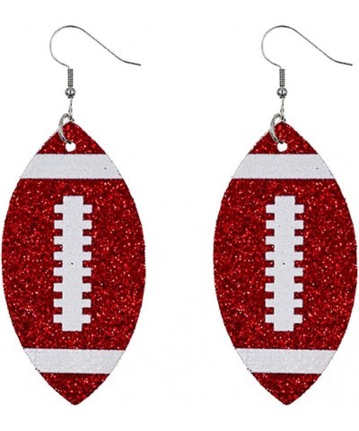 CHUNYANAN Unique Fashion Sequined Leather Football Dangle Drop Earrings for Women Girls Sparkly Charm Tassel Football Earring...