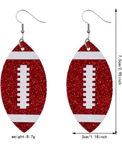 CHUNYANAN Unique Fashion Sequined Leather Football Dangle Drop Earrings for Women Girls Sparkly Charm Tassel Football Earring...