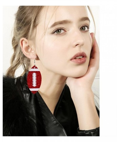 CHUNYANAN Unique Fashion Sequined Leather Football Dangle Drop Earrings for Women Girls Sparkly Charm Tassel Football Earring...