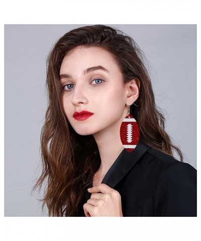 CHUNYANAN Unique Fashion Sequined Leather Football Dangle Drop Earrings for Women Girls Sparkly Charm Tassel Football Earring...