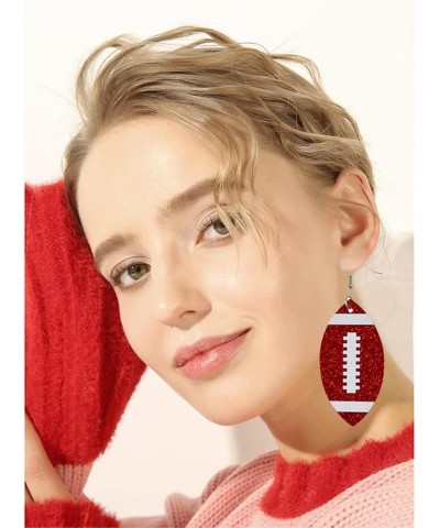 CHUNYANAN Unique Fashion Sequined Leather Football Dangle Drop Earrings for Women Girls Sparkly Charm Tassel Football Earring...