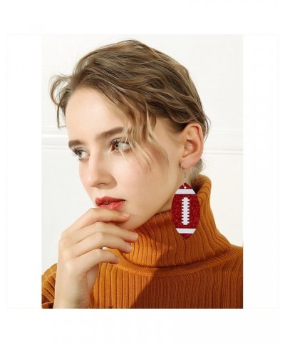 CHUNYANAN Unique Fashion Sequined Leather Football Dangle Drop Earrings for Women Girls Sparkly Charm Tassel Football Earring...