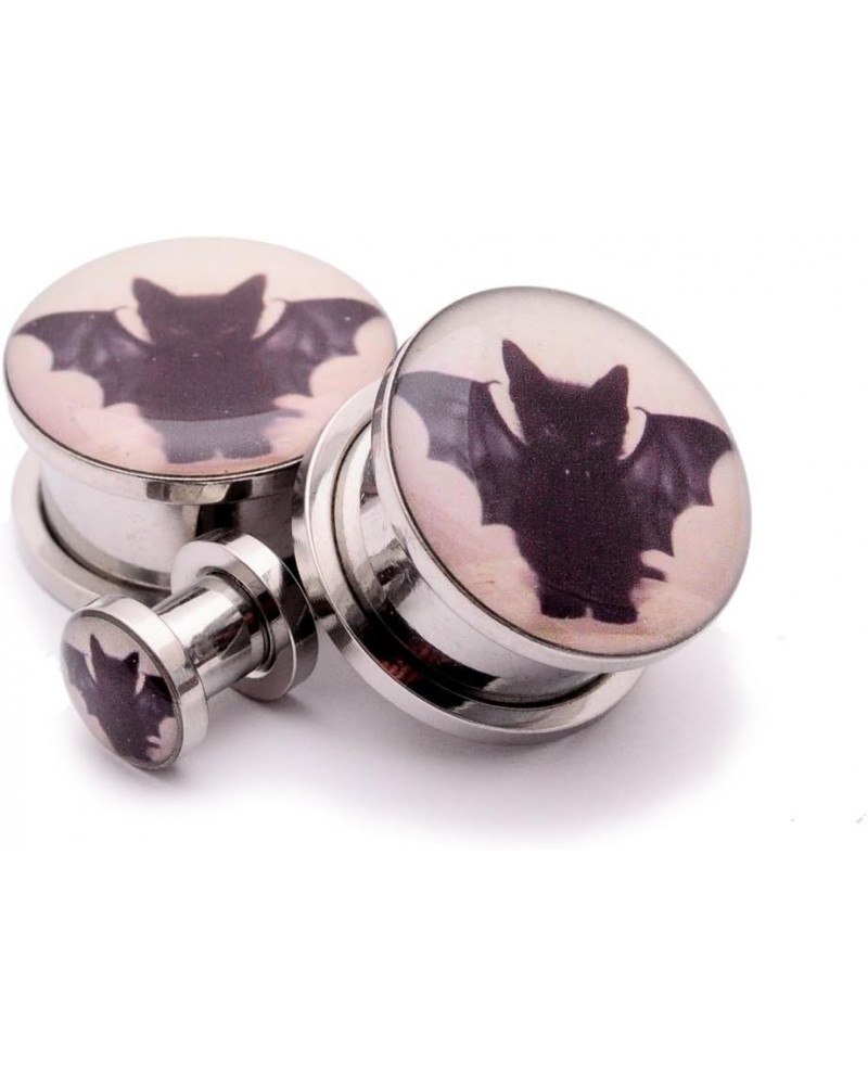 Screw on Plugs - Vampire Cat Picture Plugs - Sold As a Pair 2g (6mm) $8.47 Body Jewelry