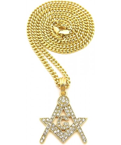 Freemason Pendant with 24 Inch Necklace GOLD COLOR 24 CUBAN $11.31 Necklaces