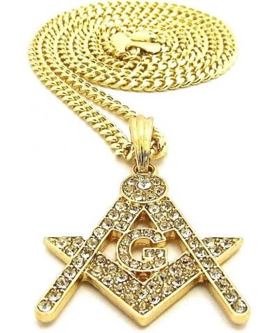 Freemason Pendant with 24 Inch Necklace GOLD COLOR 24 CUBAN $11.31 Necklaces