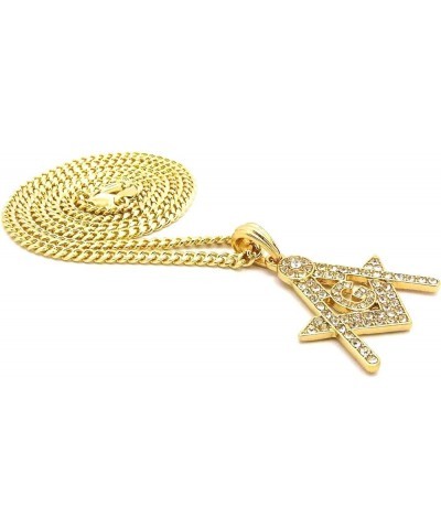 Freemason Pendant with 24 Inch Necklace GOLD COLOR 24 CUBAN $11.31 Necklaces