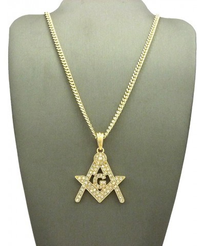 Freemason Pendant with 24 Inch Necklace GOLD COLOR 24 CUBAN $11.31 Necklaces