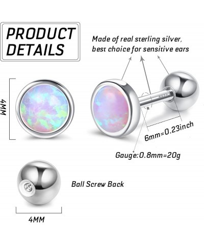 925 Sterling Silver Opal Sutd Earrings for Women Girls 18K Gold Plated Hypoallergenic Screwback Stud Earrings 20G Cartilage T...