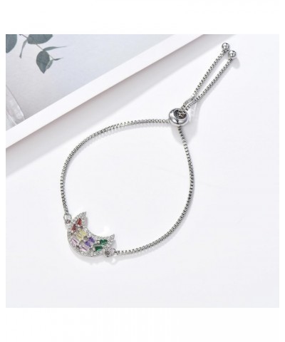 Link Bracelet for Women Multicolored Cubic Zirconia Tennis Bracelet Adjustable Charm Bracelet Jewelry Christmas Birthday Gift...