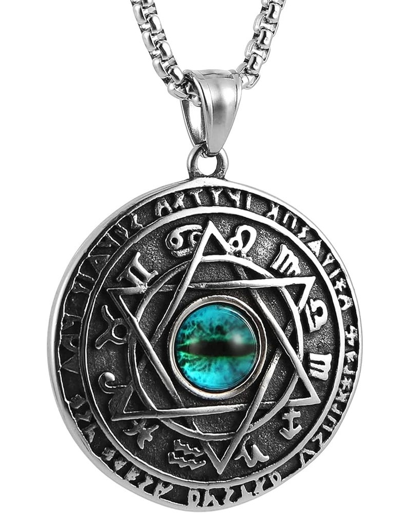 Norse Viking Amulet Necklace,All Seeing Eye Celtic Triquetra Shield Six-pointed Star Pendant Necklace Silver-5 $10.07 Necklaces