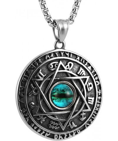 Norse Viking Amulet Necklace,All Seeing Eye Celtic Triquetra Shield Six-pointed Star Pendant Necklace Silver-5 $10.07 Necklaces