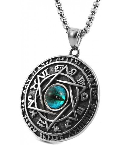 Norse Viking Amulet Necklace,All Seeing Eye Celtic Triquetra Shield Six-pointed Star Pendant Necklace Silver-5 $10.07 Necklaces