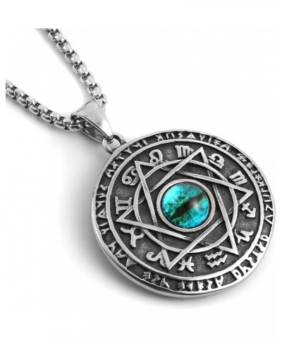 Norse Viking Amulet Necklace,All Seeing Eye Celtic Triquetra Shield Six-pointed Star Pendant Necklace Silver-5 $10.07 Necklaces