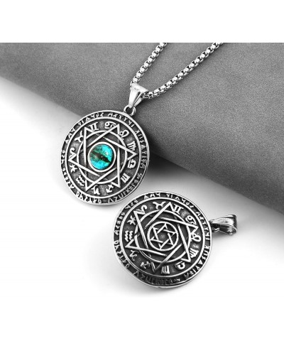 Norse Viking Amulet Necklace,All Seeing Eye Celtic Triquetra Shield Six-pointed Star Pendant Necklace Silver-5 $10.07 Necklaces