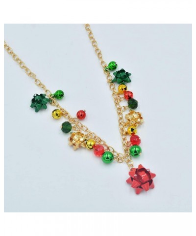 Christmas Necklaces Colorful Jingle Bells Bow Pendant Necklaces Beaded Collar Choker Necklace Chain Christmas Holiday Party J...