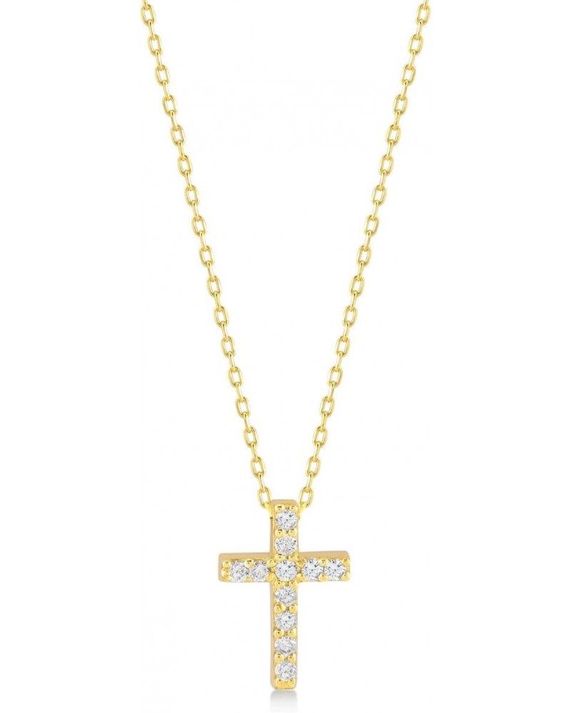 Diamond Cross Necklace for Women | 14k Real Gold Crucifix Pendant Necklaces | Pave Diamond Sideways Cross Necklaces 14k Gold ...