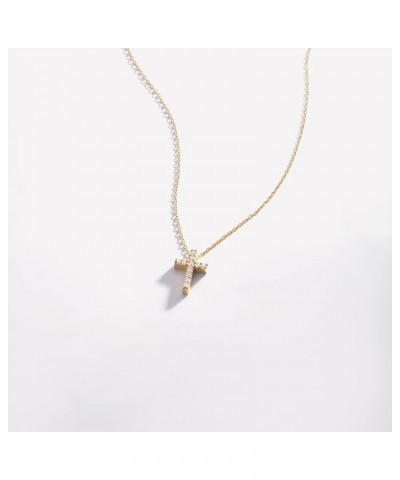 Diamond Cross Necklace for Women | 14k Real Gold Crucifix Pendant Necklaces | Pave Diamond Sideways Cross Necklaces 14k Gold ...