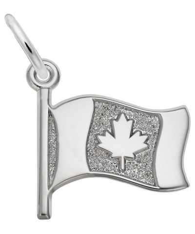 Rembrandt Waving Canadian Flag Charm 14K White Gold $22.00 Bracelets