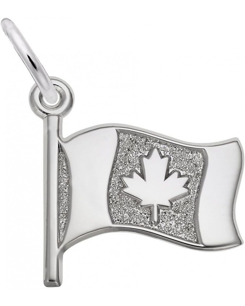 Rembrandt Waving Canadian Flag Charm 14K White Gold $22.00 Bracelets