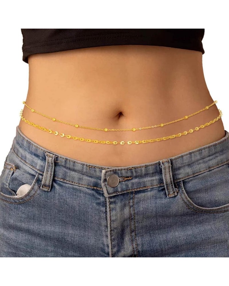 Layered Body Chain Gold Bikini Waist Chain Women Belly Bracelet Stomach Jewelry Accessory for Girls Medium Gold-1 $9.43 Body ...