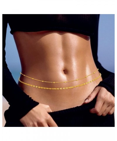 Layered Body Chain Gold Bikini Waist Chain Women Belly Bracelet Stomach Jewelry Accessory for Girls Medium Gold-1 $9.43 Body ...