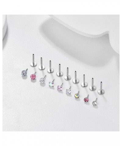 16G/18G/20G Threadless Push in Tragus Earrings Flat Back Labret Monroe Cartilage Conch Helix Piercing Jewelry 20g,6mm length,...