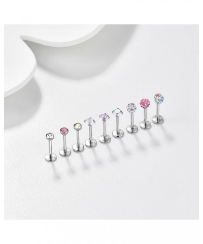 16G/18G/20G Threadless Push in Tragus Earrings Flat Back Labret Monroe Cartilage Conch Helix Piercing Jewelry 20g,6mm length,...