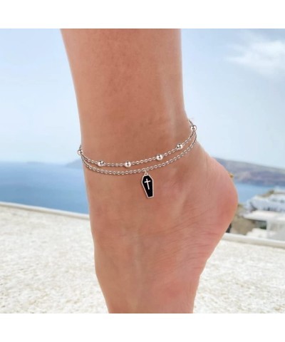 Women Anklets S925 Sterling Silver Dainty Layered Anklet Bracelet Adjustable Multilayer Beach Ankle Bracelet Summer Jewelry f...