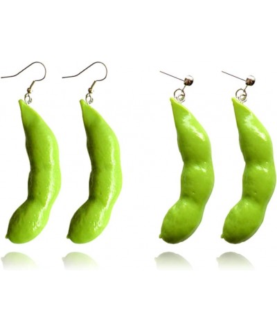 2 pairs Green Edamame Peanut Dangle Earrings sets for Women Girls Resin Food Vegetable Earrings Green $6.88 Earrings