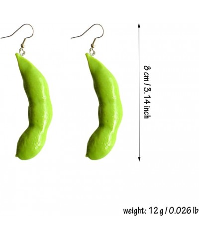 2 pairs Green Edamame Peanut Dangle Earrings sets for Women Girls Resin Food Vegetable Earrings Green $6.88 Earrings