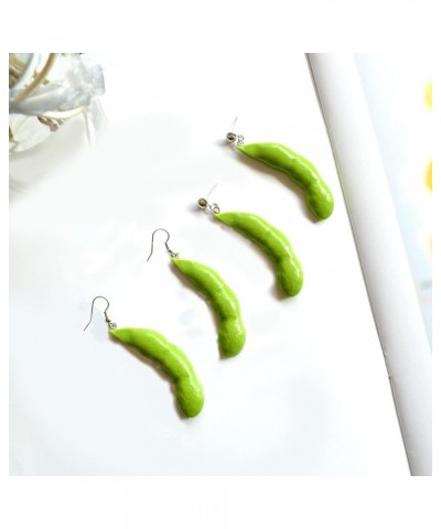 2 pairs Green Edamame Peanut Dangle Earrings sets for Women Girls Resin Food Vegetable Earrings Green $6.88 Earrings