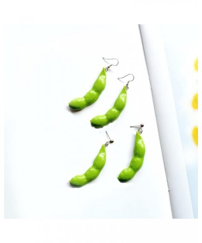 2 pairs Green Edamame Peanut Dangle Earrings sets for Women Girls Resin Food Vegetable Earrings Green $6.88 Earrings