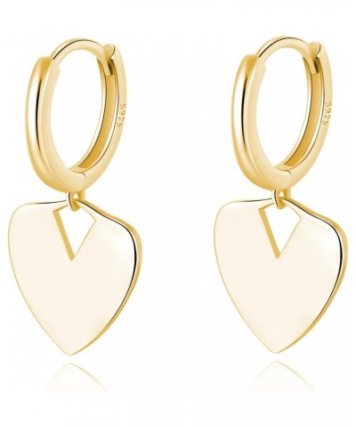 Solid 925 Sterling Silver Love Heart Drop Earrings Hoop for Women Teen Girls Heart Hoop Dangle Earrings Huggie B-Gold $11.39 ...