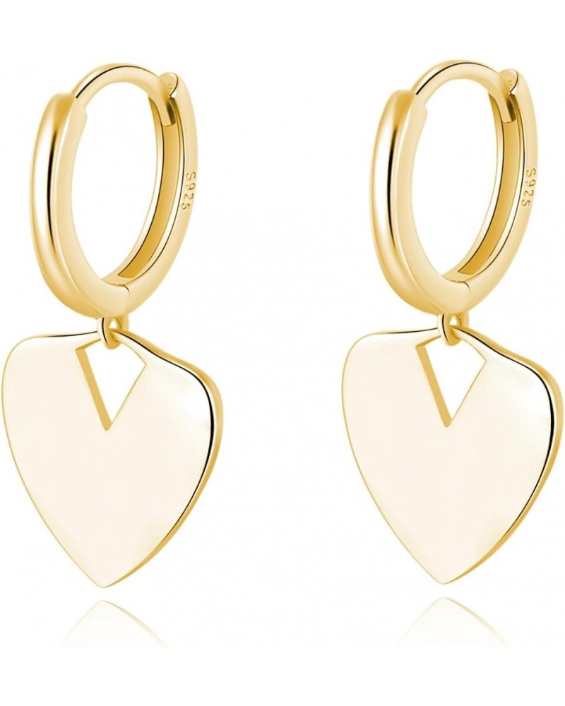 Solid 925 Sterling Silver Love Heart Drop Earrings Hoop for Women Teen Girls Heart Hoop Dangle Earrings Huggie B-Gold $11.39 ...