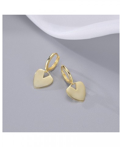 Solid 925 Sterling Silver Love Heart Drop Earrings Hoop for Women Teen Girls Heart Hoop Dangle Earrings Huggie B-Gold $11.39 ...